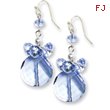 Silver-tone Blue Crystal Round Drop Earrings