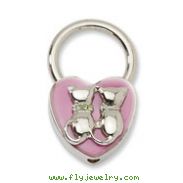 Silver-tone Cats With Crystals Pink Enamel Key Fob