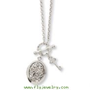 Silver-tone Clear Crystal Cross Locket 24" Necklace