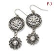 Silver-tone Double Drop Floral With Clear Crystal Dangle Earrings