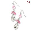 Silver-tone Heart & Lock With Pink Crystals Earrings