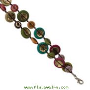 Silver-tone Multicolored Hamba Wood & Sequin 7.25" Bracelet