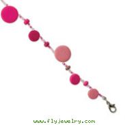 Silver-tone Pink Coconut And Acrylic Bead 7.25" Bracelet