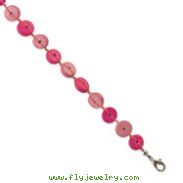 Silver-tone Pink Hamba Wood 7" Bracelet