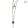 Silver-tone Sodalite & Blue Crystal Key Pendants Necklace