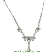Silver-Tone Swarovski Crystals Teardrop 15" Necklace