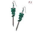 Silver-tone Turquoise Crystal Bead Cluster Drop Earrings