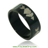 Stainless Steel  Black Heart  Band