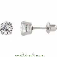 Stainless Steel 03.00 MM Polished PALLADIUM PLATED CUBIC ZIRCONI
