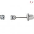 Stainless Steel 03.00 MM Polished PALLADIUM PLATED PAIR CZ E/R