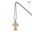 Stainless Steel 14k Gold Cross Pendant 22in Necklace chain