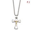 Stainless Steel 14k Gold Crucifix Pendant 22in Necklace chain