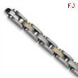 Stainless Steel 14k Gold Inlay Bracelet