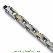 Stainless Steel 14k Gold Inlay Bracelet