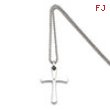 Stainless Steel 14k Gold w/ 2pt Diamond Cross Pendant 22in Necklace chain