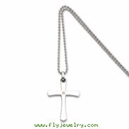 Stainless Steel 14k Gold w/ 2pt Diamond Cross Pendant 22in Necklace chain