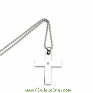 Stainless Steel 14k Gold w/ Diamond Cross Pendant 22in Necklace chain