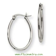 Stainless Steel 2x18mm Diameter Oval Hoop Earrings