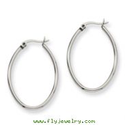 Stainless Steel 2x25mm Diameter Oval Hoop Earrings