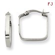 Stainless Steel 3x20mm Sqaure Hoop Earrings