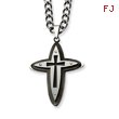 Stainless Steel And Black Color IP-plated Cross Pendant Necklace