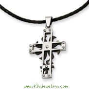 Stainless Steel And Black IP-plated Spinner Cross Pendant