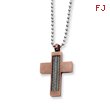 Stainless Steel And Chocolate IP-plated Cross Necklace