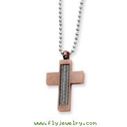 Stainless Steel And Chocolate IP-plated Cross Necklace