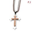 Stainless Steel And Chocolate IP-plated Cross Necklace