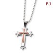 Stainless Steel And Chocolate IP-plated Cubic Zirconia Cross Necklace