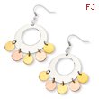 Stainless Steel and Gold and Rose Color IP-plated Fancy Dangle Earrings
