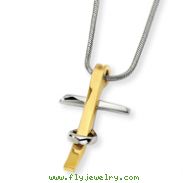 Stainless Steel And IP-plated Cross Pendant Necklace