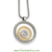 Stainless Steel And IP-plated Cubic Zirconia Circle Pendant Necklace