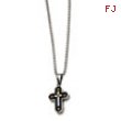 Stainless Steel Black & Gold-plated Cross Pendant 22in Necklace chain