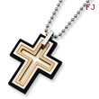 Stainless Steel Black and Gold Plated Moveable Cross Necklace