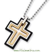 Stainless Steel Black and Gold Plated Moveable Cross Necklace