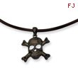 Stainless Steel Black Color IP-plated Skull With Cross Bones Pendant Necklace