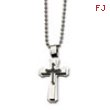 Stainless Steel Black IP Plated Cross Pendant 24in Necklace chain