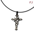 Stainless Steel Black Plated and Grey Accent Cross Necklace