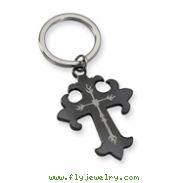 Stainless Steel Black-plated Cross Key Chain