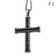 Stainless Steel Black Plated Cross Pendant  22in Necklace chain