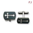 Stainless Steel Black Plated w/ Polished Cross Cuff Links