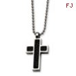 Stainless Steel Black Stingray Cross Pendant 24in Necklace chain