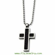 Stainless Steel Black Stingray Cross Pendant 24in Necklace chain