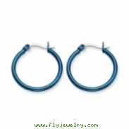 Stainless Steel Blue 26mm Hoop Earrings