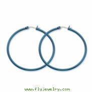 Stainless Steel Blue 49.5mm Hoop Earrings