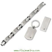Stainless Steel Brushed Bracelet, Money Clip And Key Chain Set