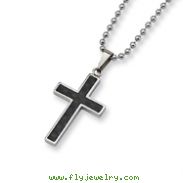 Stainless Steel Carbon Fiber Cross Necklace