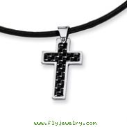 Stainless Steel Carbon Fiber Cross Pendant