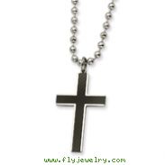 Stainless Steel Carbon Fiber Cross Pendant Necklace